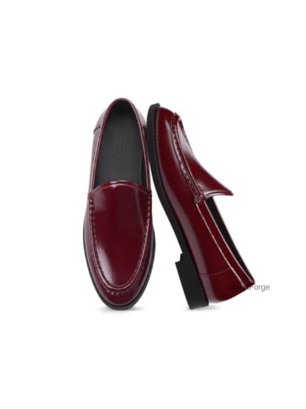 Coutgo Women's Faux Leather Slip On Loafer Flats Moc Toe Business Casual Shoes